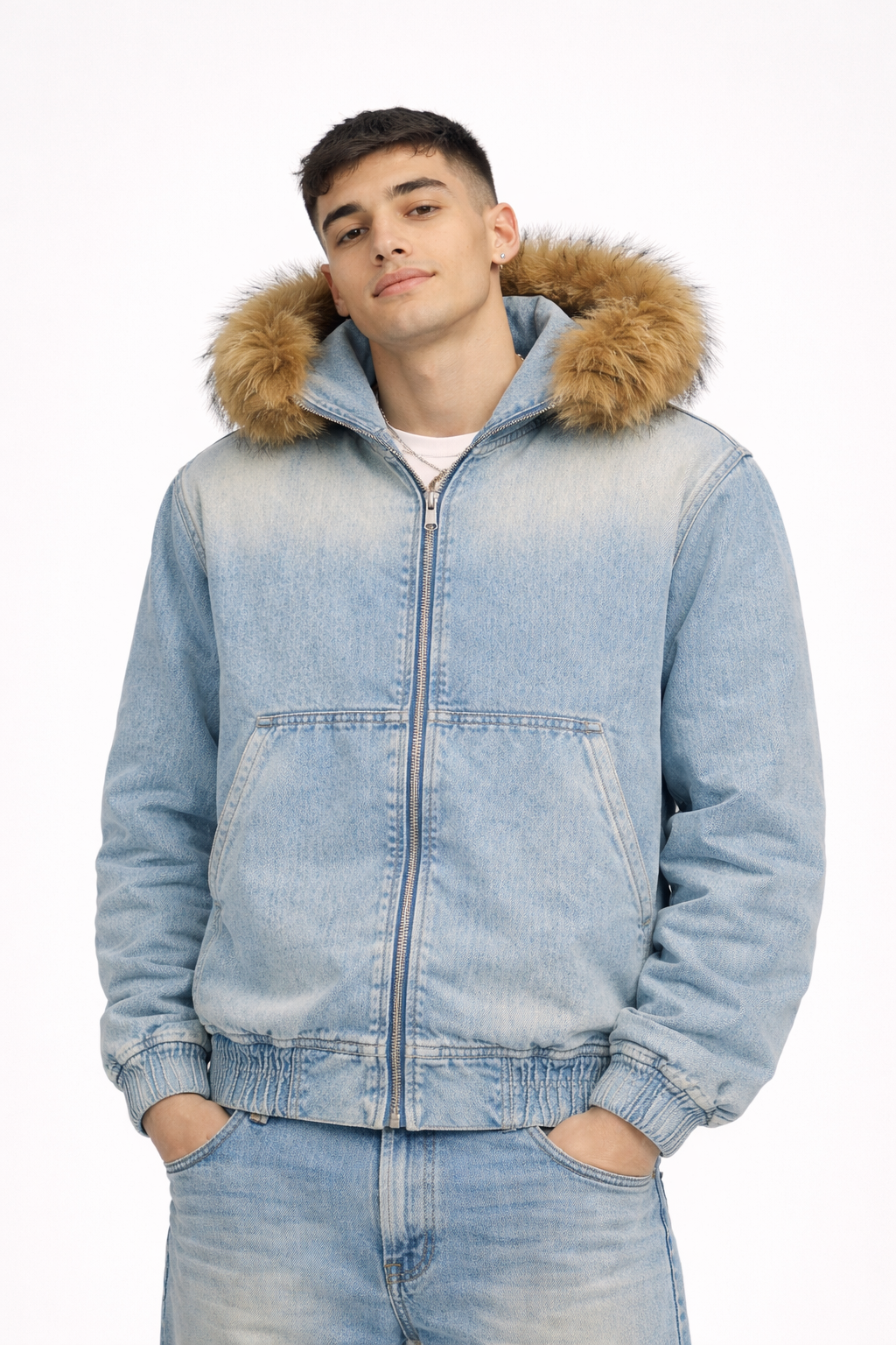 Revision jeans jacket col pelo