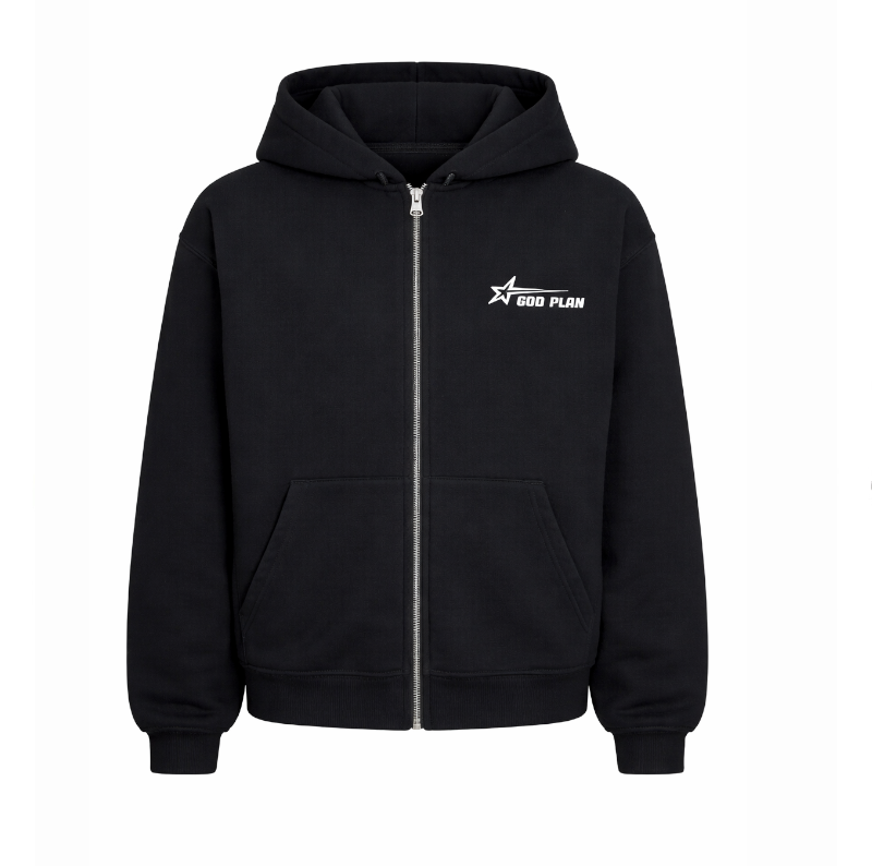 GOD PLAN HOODIE ZIP nera