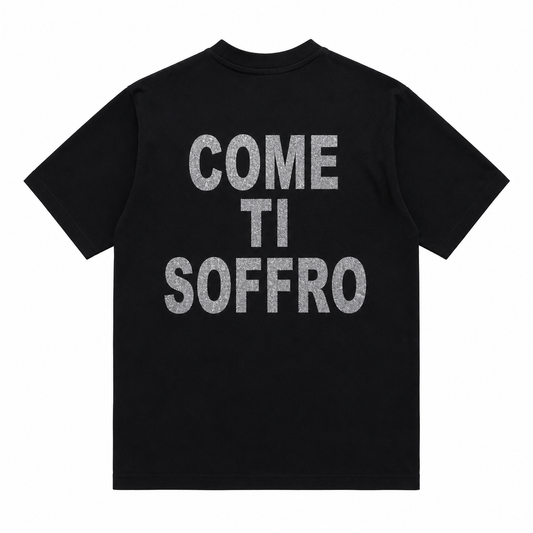 T-shirt COME TI SOFFRO scritta argento
