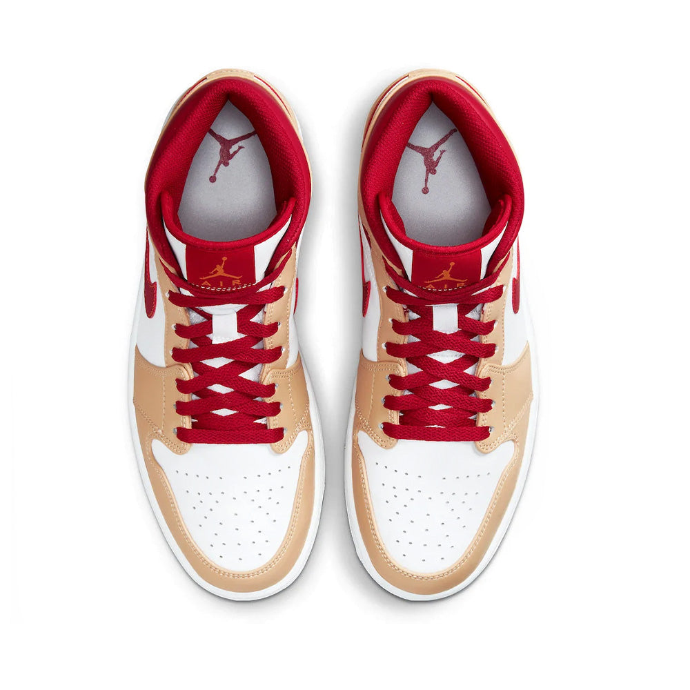 Jordan 1 Mid - Light Curry Cardinal Red
